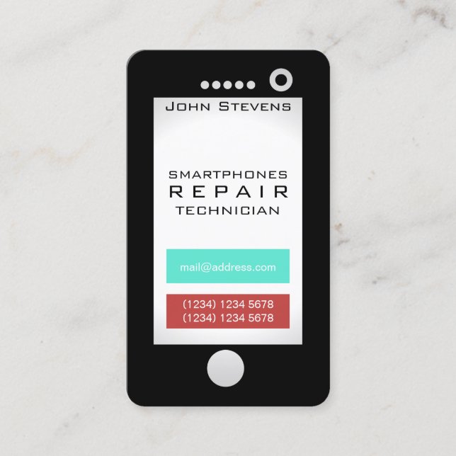 Cartão De Visita Forma engraçada do olhar do falso do telemóvel (Frente)