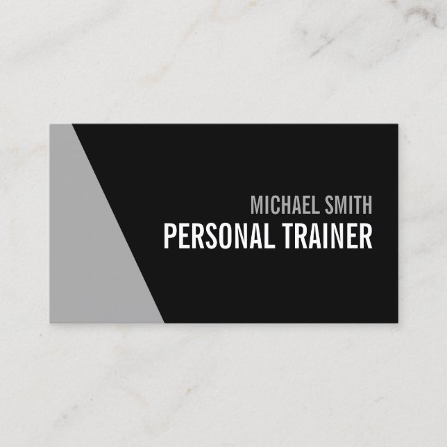 Cartão De Visita Formador Pessoal de Cinza e Preto Negrito (Frente)