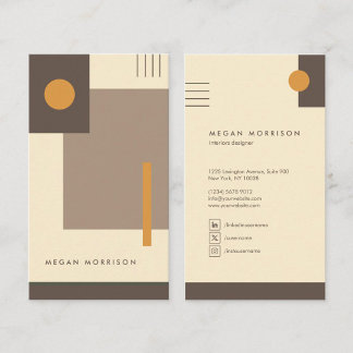 Cartão De Visita formas geometria bauhaus retro marrón beige