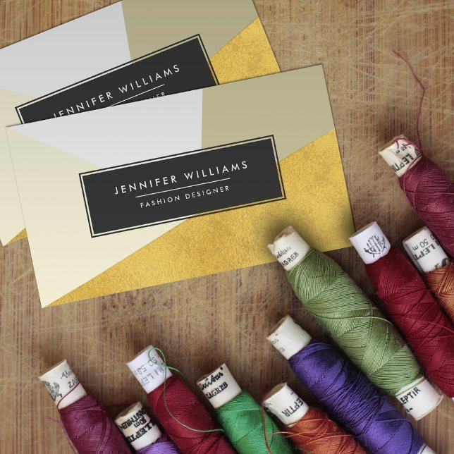 Cartão De Visita Formas Geométricas de Folha de Ouro Moderna (Criador carregado)