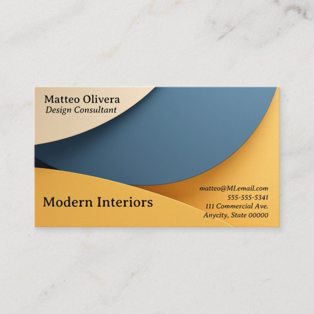 Cartão De Visita Formas geométricas de fundo em azul e amarelo (Frente)