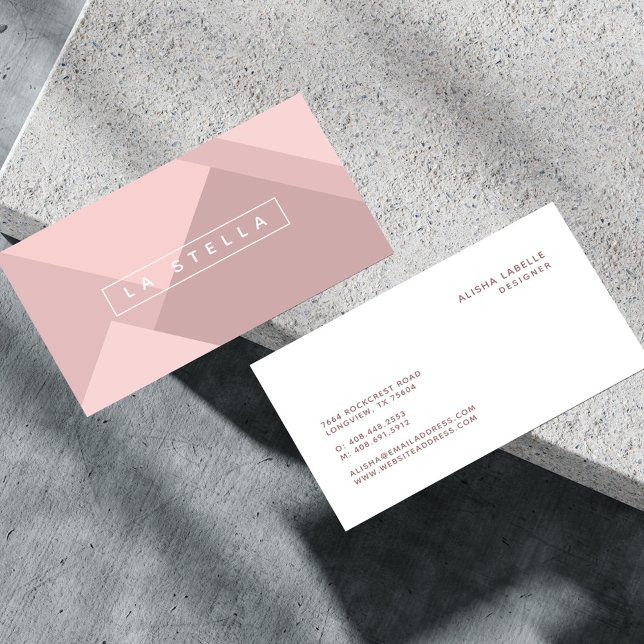Cartão De Visita Formas Geométricas de Lâmpadas Elegantes e Trenden (Elegant & Trendy Geometric Blush Pink Shades Business Card)