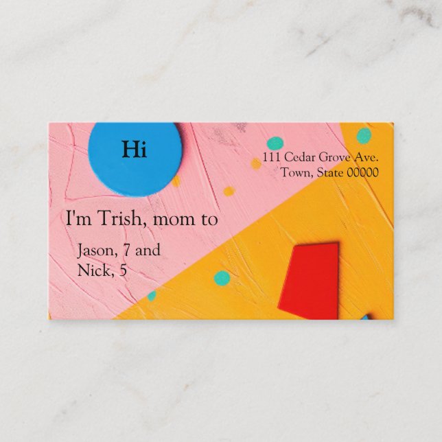 Cartão De Visita Formas variadas em cores vívidas (Frente)