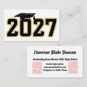 Cartão De Visita Formatura da turma de 2027 de Letterman