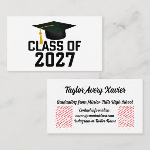 Cartão De Visita Formatura da turma de 2027 de Letterman