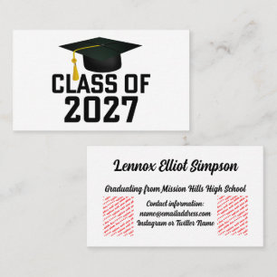 Cartão De Visita Formatura da turma de 2027 de Letterman