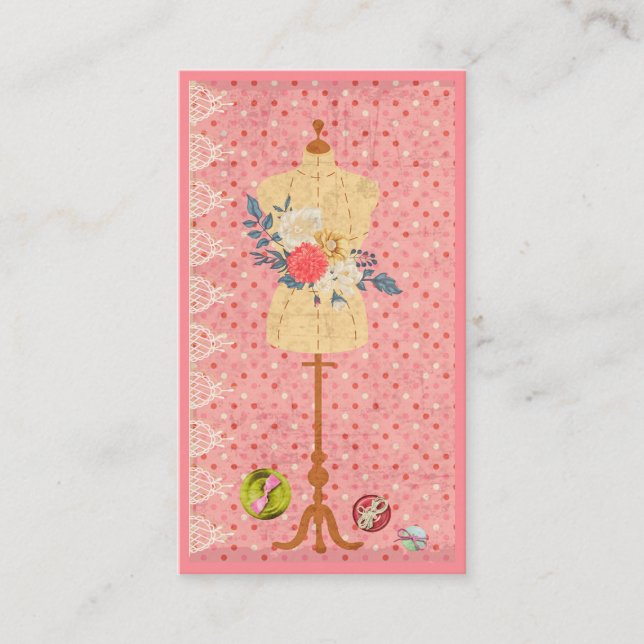 Cartão De Visita Formulário de vestir para o Designer do Seamstress (Frente)