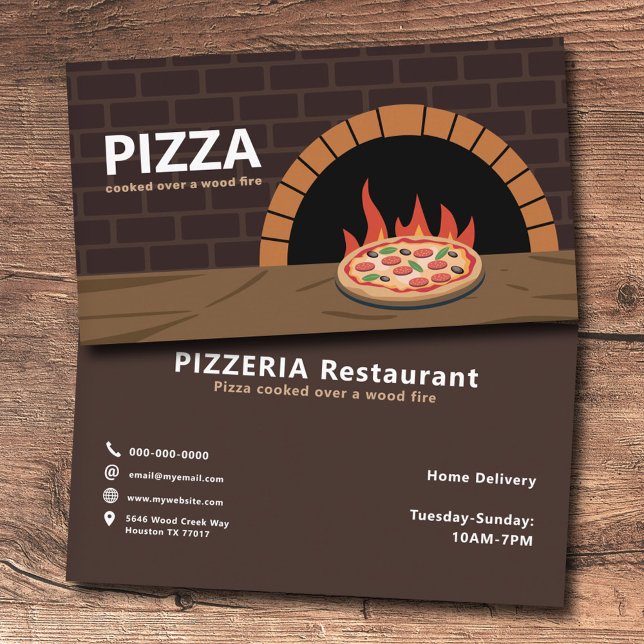 Cartão De Visita Forno de madeira - Pizza (Wood-fired Oven - Pizza Business Card)