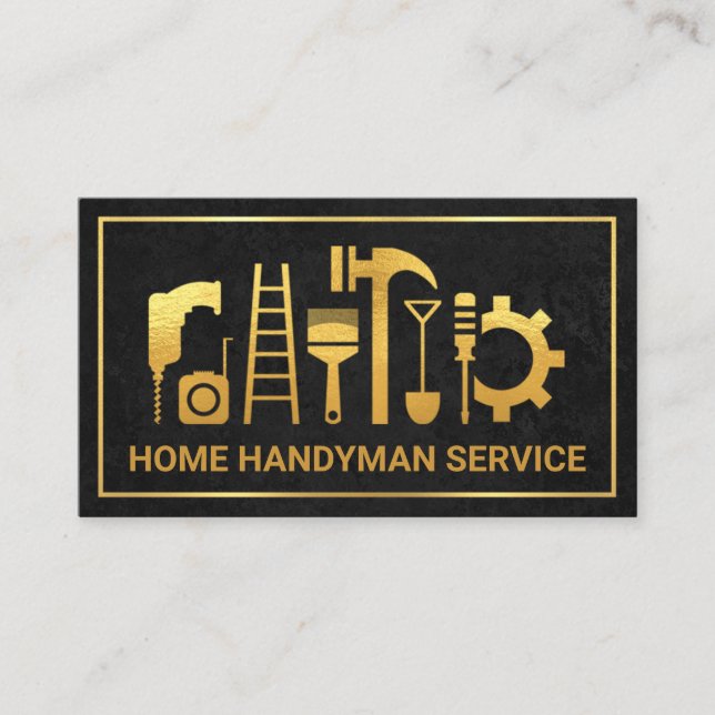 Cartão De Visita Fortaleza de Moldura Dourada de Textura Preta (Frente)