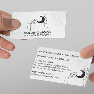 Cartão De Visita Fortune Teller Toque Moon Crescent com Mãos