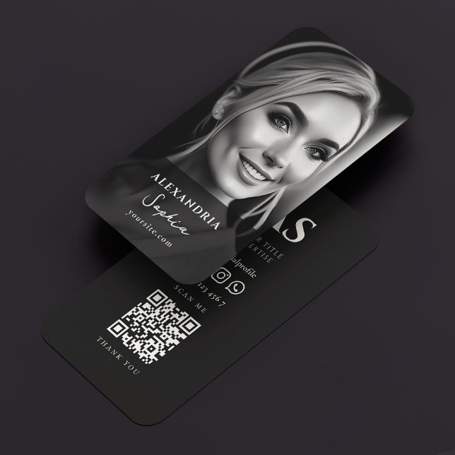 Cartão De Visita Foto branca preta profissional moderna transparent (Modern Professional Black White Photo Transparent Business Card
)