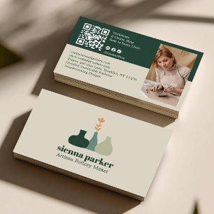 CARTÃO DE VISITA FOTO CÓDIGO QR DE CERÂMICA MANUAL BOHO
