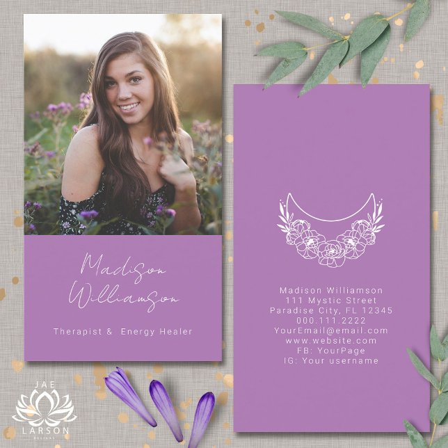 Cartão De Visita Foto da Lua do Crescente Moderno Esotérico de Ener (Criador carregado)