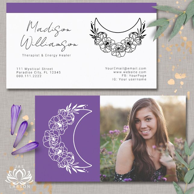 Cartão De Visita Foto da Lua do Crescente Moderno Esotérico de Ener (Criador carregado)