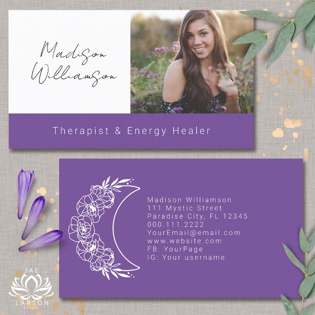 Cartão De Visita Foto da Lua do Crescente Moderno Esotérico de Ener (Criador carregado)