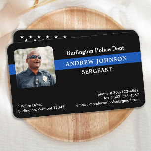 Cartão De Visita Foto da Polícia da Polícia - Linha Azul Fino