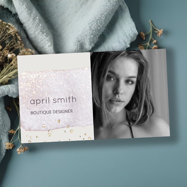 Cartão De Visita Foto de abstrato Dourada Lilac Brush Stoke Waterco (Criador carregado)