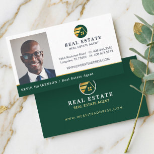 Cartão De Visita Foto de Agente Imobiliário Profissional Ouro Verde