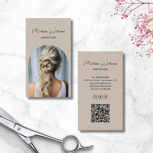 Cartão De Visita Foto de Arco Moderno Hair Stylist Beige