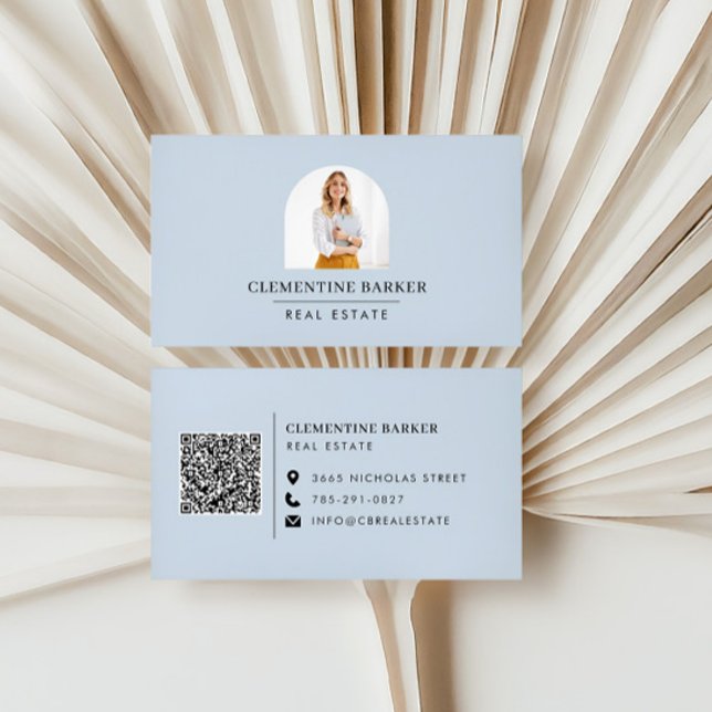 Cartão De Visita Foto de arco simples, azul e elegante moderna (Criador carregado)