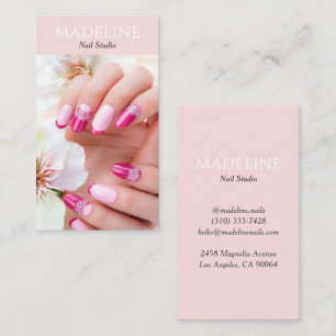 Cartão De Visita Foto de Artista de Unhas Rosa Bege
