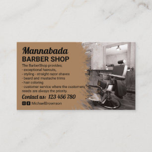 Cartão De Visita foto de barbearia decoração de cadeira retrô marro