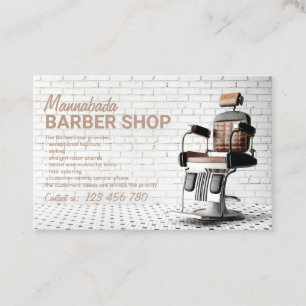 Cartão De Visita Foto de Cadeira Antiga Elegante Marrom Barbeiro
