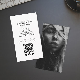 Cartão De Visita Foto de código QR de mídia social mínima moderna p