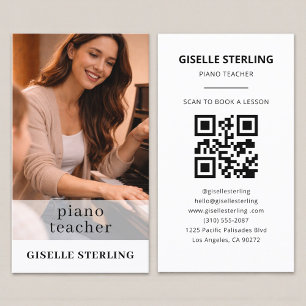 Cartão De Visita Foto de Código QR de Professor de Piano