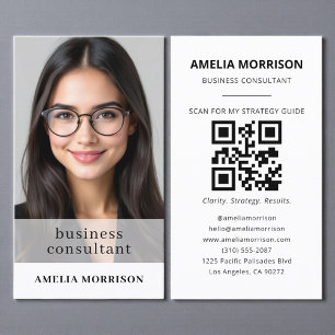 Cartão De Visita Foto de código QR do consultor de negócios minimal
