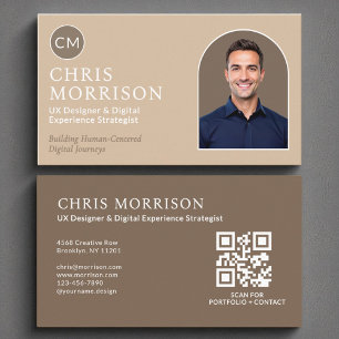 Cartão De Visita Foto de código QR profissional simples minimalista