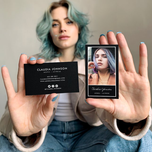 Cartão De Visita Foto de dançarina de modelo de ator negro branco m (Modern white black actor model singer dancer photo)