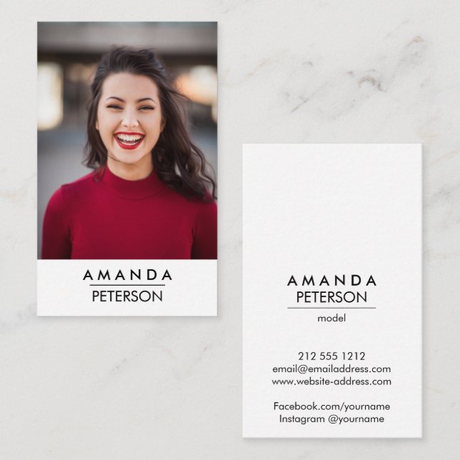 Cartão De Visita Foto de Dançarino de Modelos Atores (Frente/Verso)