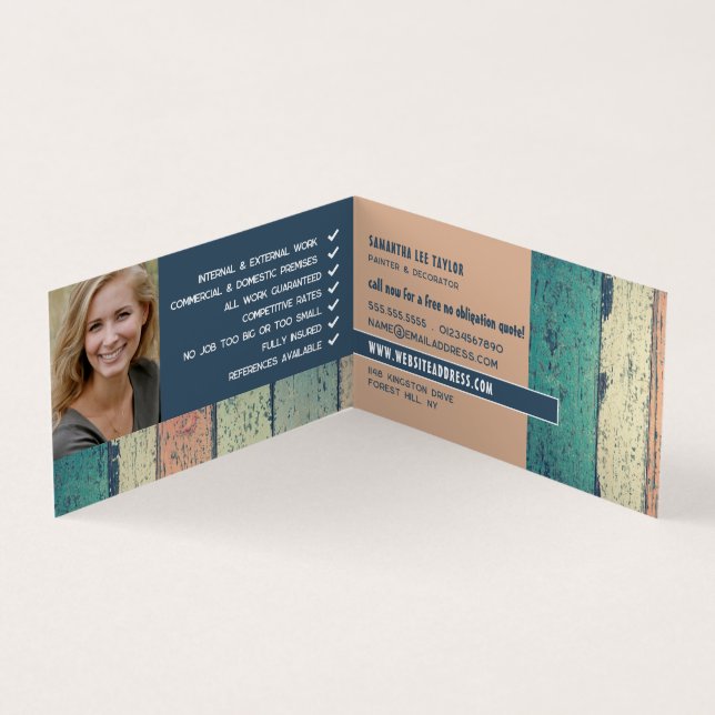 Cartão De Visita Foto de Design de madeira dura, pintor e decorador (Interior)