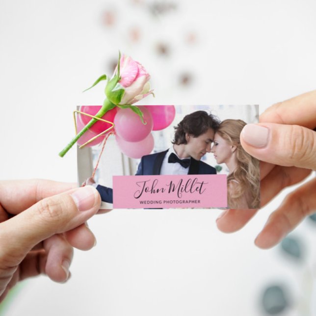 Cartão De Visita Foto de Fotógrafo Profissional com Letra Mão (Criador carregado)