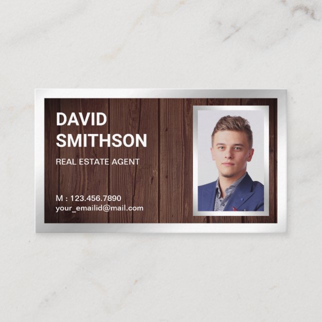 Cartão De Visita Foto de Imobilizador Imobiliário de Madeira Rústic (Frente)