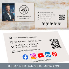Cartão De Visita Foto de Logo Profissional Código QR Mídia Social