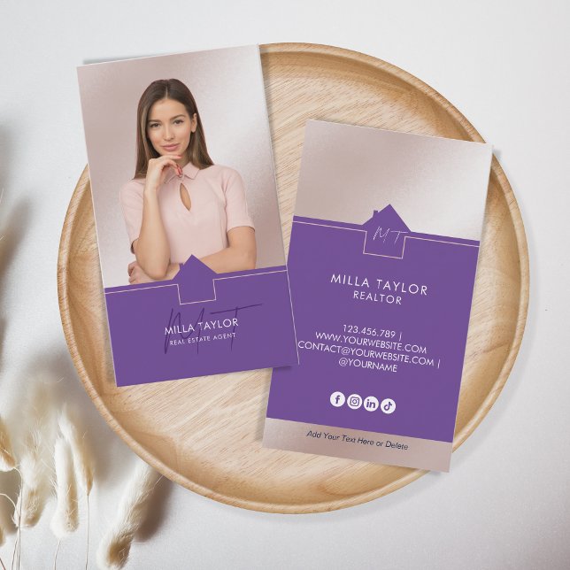 Cartão De Visita Foto de Monograma de Imóveis Modernos Profissionai (Criador carregado)