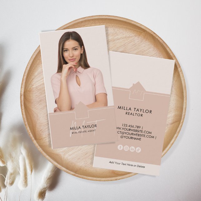 Cartão De Visita Foto de Monograma de Imóveis Modernos Profissionai (Criador carregado)