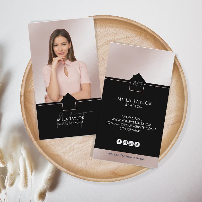 Cartão De Visita Foto de Monograma de Imóveis Modernos Profissionai (Criador carregado)