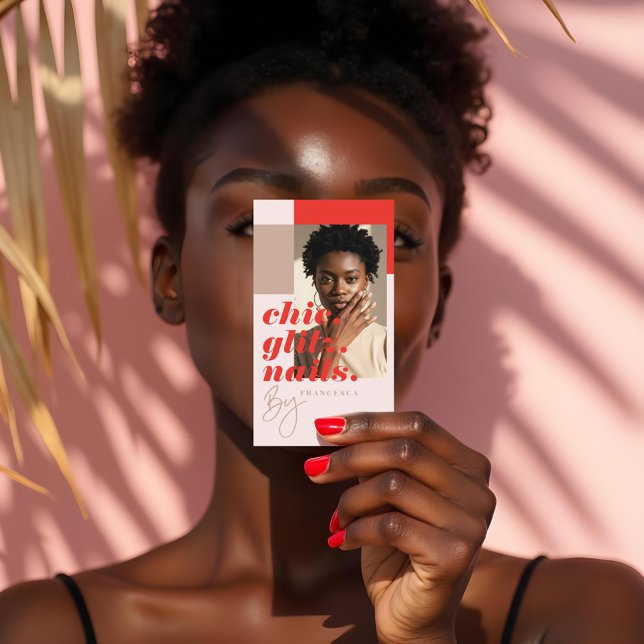 Cartão De Visita Foto de negócios do Mínimo Moderno Salão de Beleza (Modern Minimal Nail Beauty Salon Business Photo Business Card)