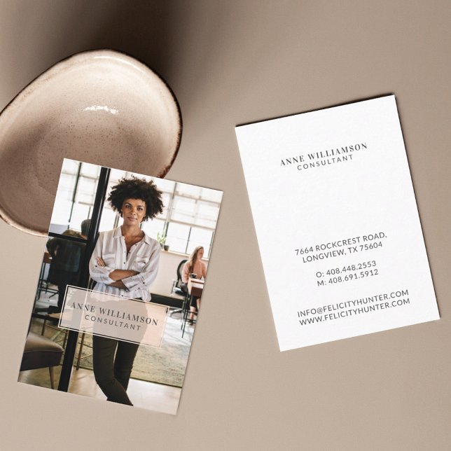 Cartão De Visita Foto de negócios mínima e profissional (Criador carregado)