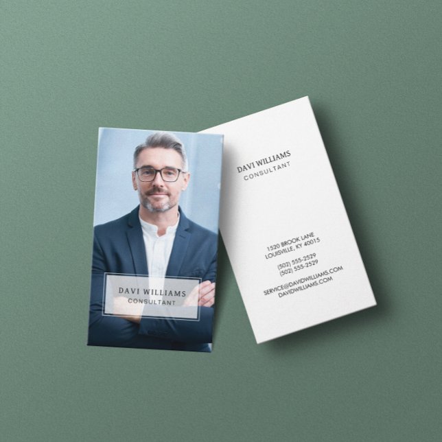 Cartão De Visita Foto de negócios mínima e profissional (Criador carregado)