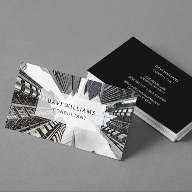 Cartão De Visita Foto de negócios mínima e profissional (Criador carregado)