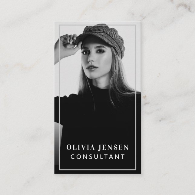 Cartão De Visita Foto de negócios mínima e profissional para funcio (Frente)