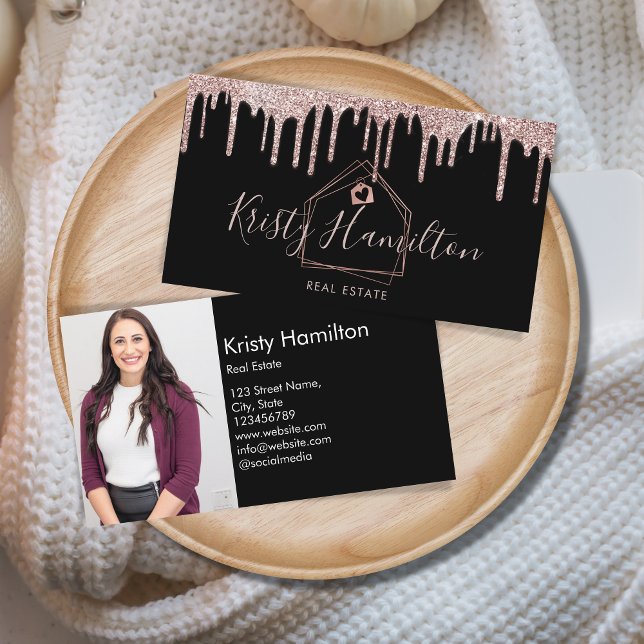 Cartão De Visita foto de ouro do corretor de imóveis (Criador carregado)