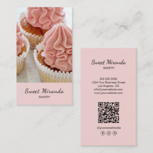Cartão De Visita Foto de Padaria Moderna Ícones de Mídia Social QR 