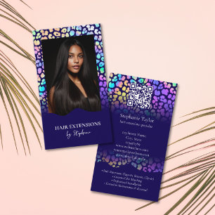 Cartão De Visita Foto de Peruca de Extensões de Cabelo de Luxo Holo