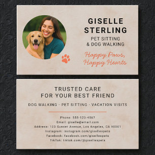 Cartão De Visita Foto de Pet Sitter Impressão de Pata Minimalista M