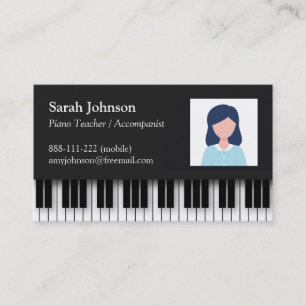Cartão De Visita Foto de Professor de Piano Profissional Moderno